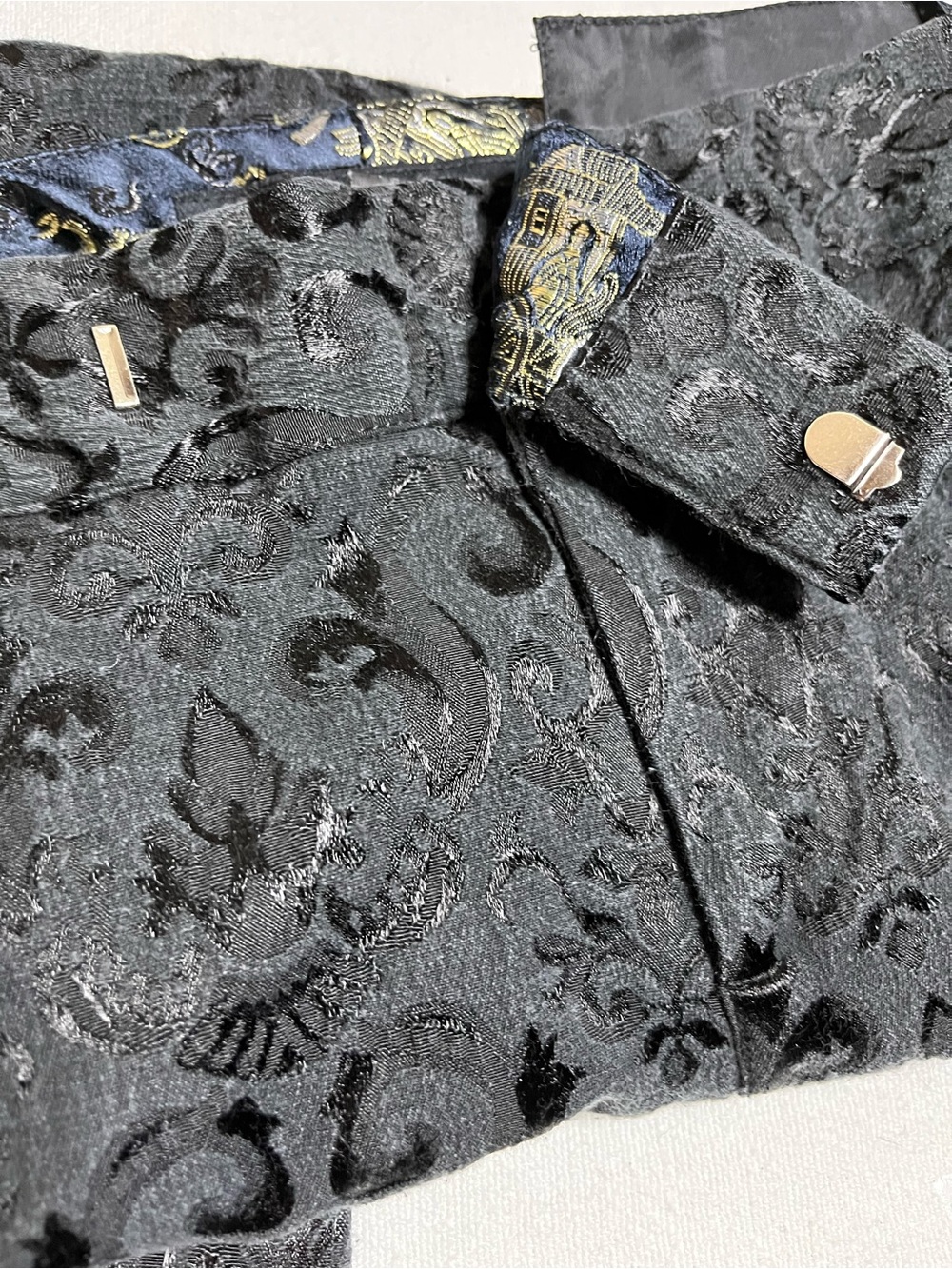 90s World X Black Brocade Damask Low Rise Flare Pants Size 9/10. Y2K - Picture 6 of 6